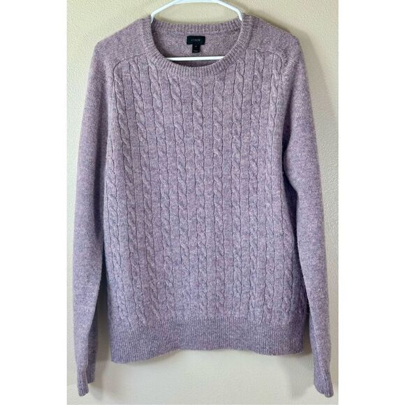 J. Crew Cable Knit Women's 100% Wool Pullover Mauve Sweater Medium - Picture 1 of 11